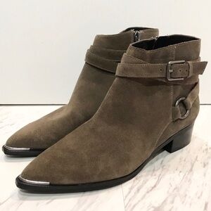 Marc Fisher Yatina Wrap Buckle Suede Bootie 6 1/2M